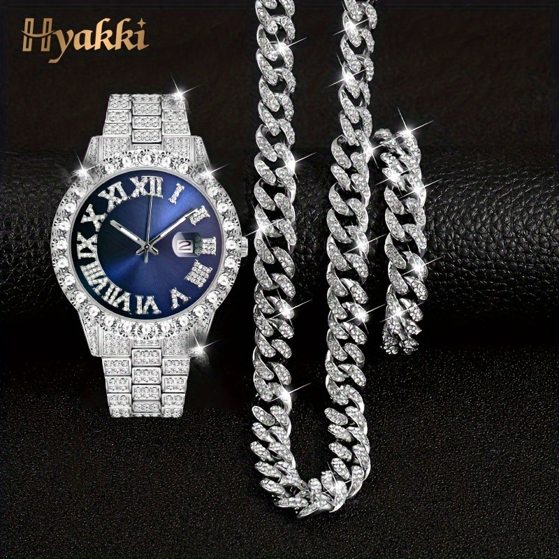 Icebox Jewelry Watches - Moda Gümüş Mavi Saat Seti Hediye