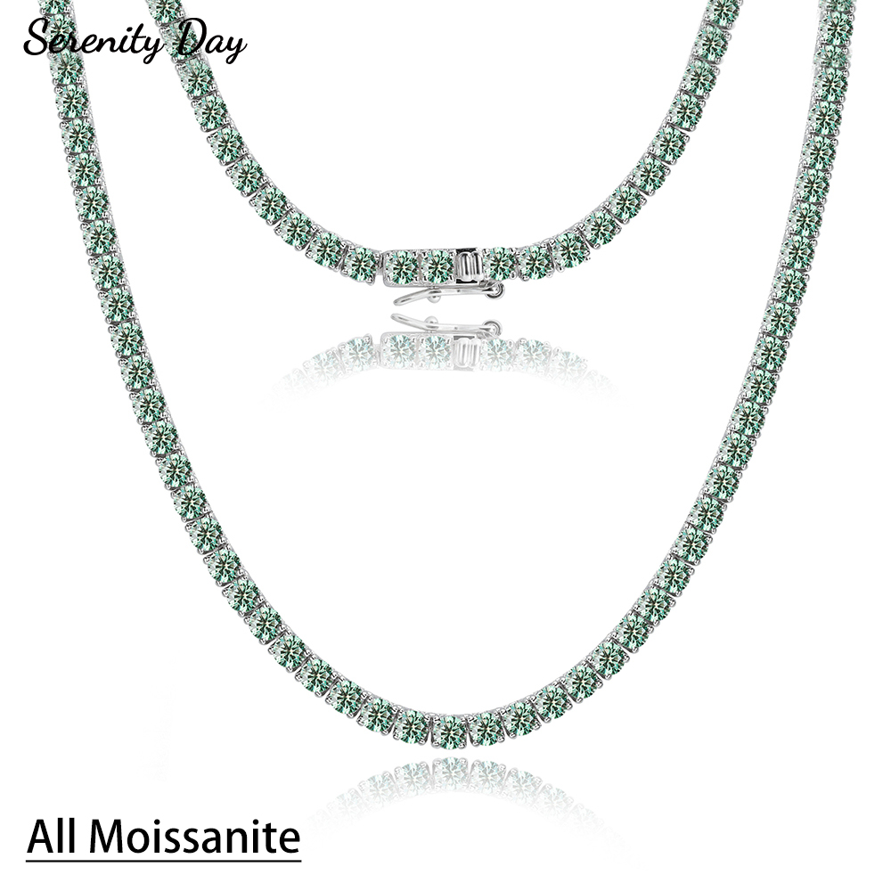 Luxury Gifts Jewelry & Watches Namfleg Mostar - Serenity 3mm Mavi Yeşil Moissanite Tenis