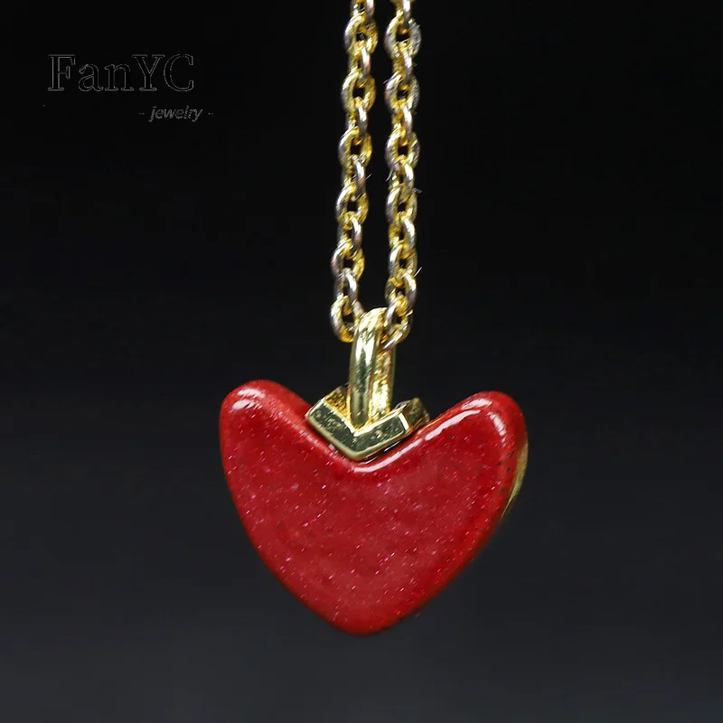 Luxury Gifts Jewelry & Watches Namfleg Mostar - Doğal v-şekilli Cinnabar aşk kalp küpe