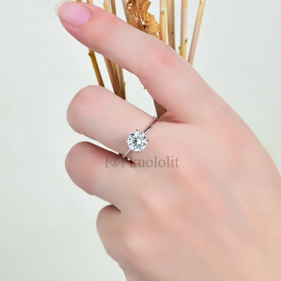 Moissanite Ring - 1CT‑2CT Yuvarlak Kesim 8.0mm D Renk