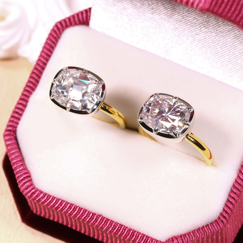Moissanite Ring - Özel Tasarım Moissanit Yüzükler Yastık Kesim