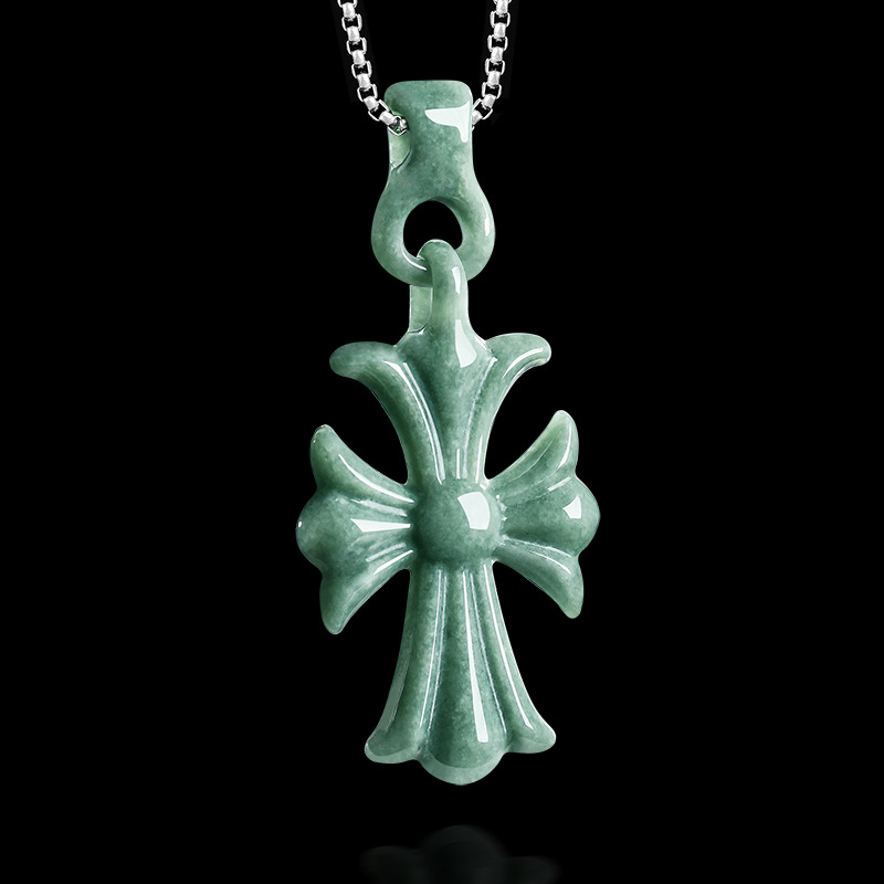 Luxury Gifts Jewelry & Watches Namfleg Mostar - Doğal Birman Yeşim Taşı Haç Kolye