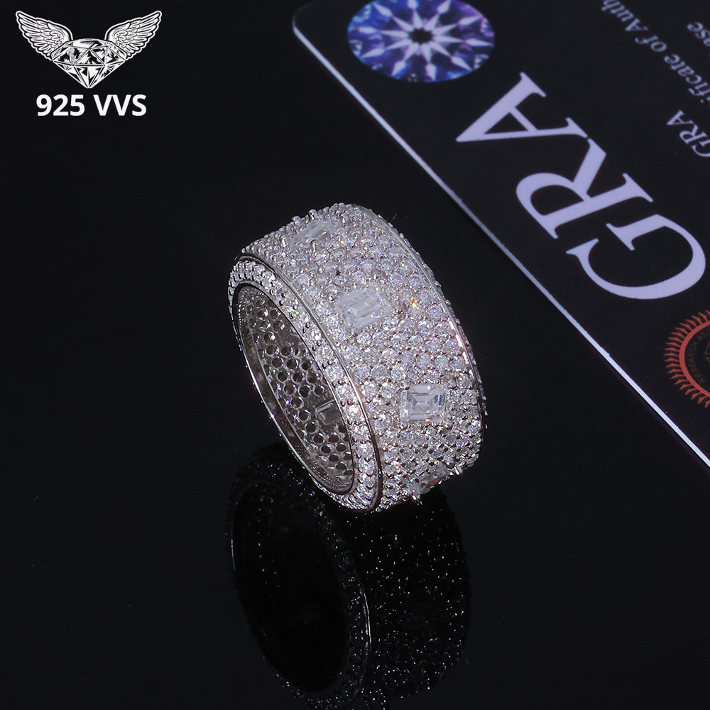 Moissanite Ring - 925 VVS Moissanit Yüzük Hip Hop