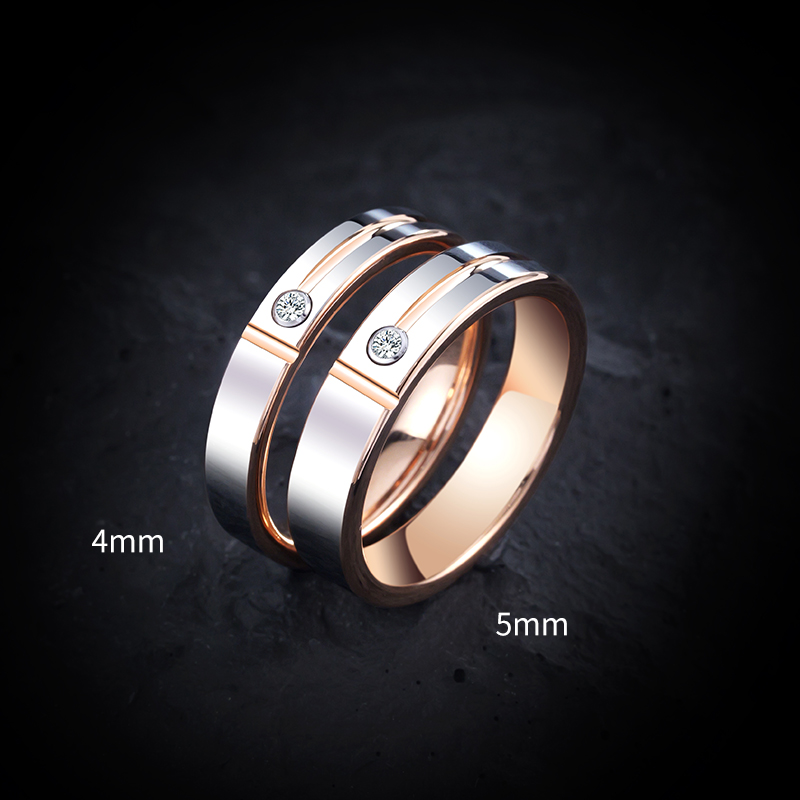 Moissanite Ring - Erkekler kadınlar için alyanslar gül altın