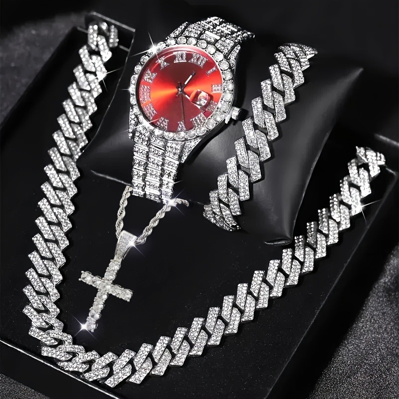 3/4 adet Hip Hop buzlu erkek s - Icebox Jewelry Watches incelemesi ve fiyatı
